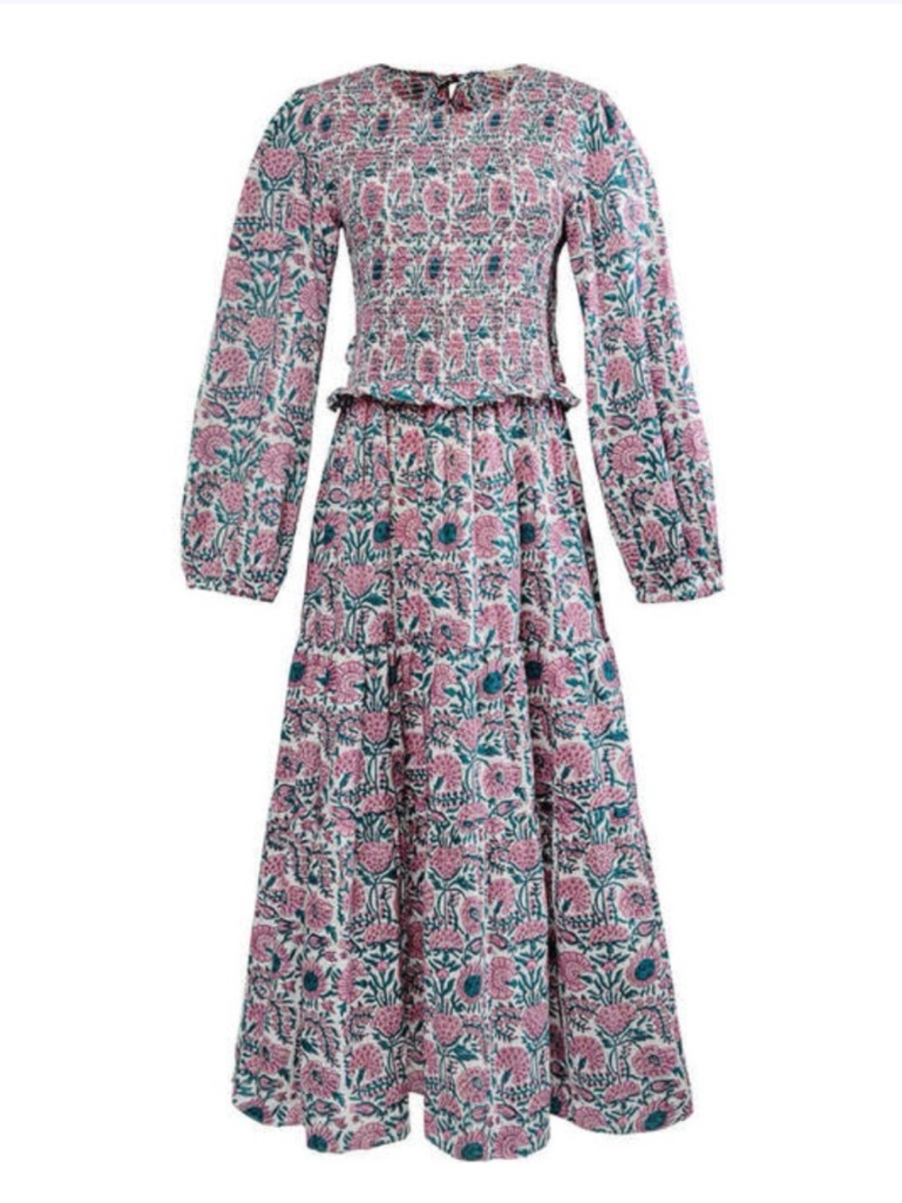 XS-Ophelia & Indigo Floral Smocked Maxi Dress